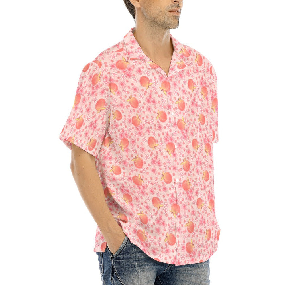 Summer Fruits - Peaches - Men's Hawaiian Button Up Shirt