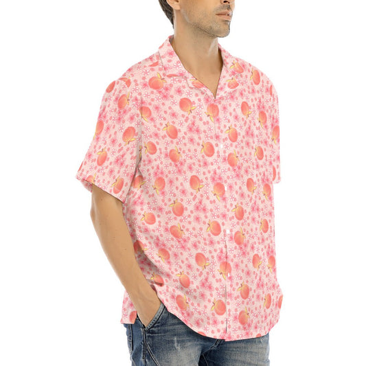 Summer Fruits - Peaches - Men's Hawaiian Button Up Shirt