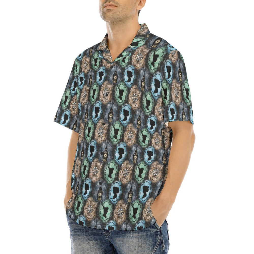Starry Flight Silhouettes - Men's Hawaiian Button Up Shirt