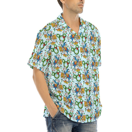 Duck’s Holiday Lights Tangle - Men's Hawaiian Button Up Shirt