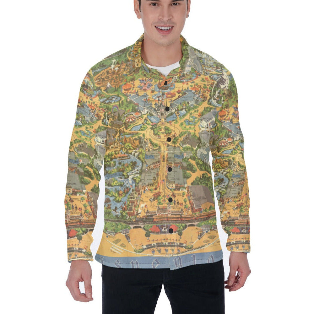 Vintage Theme Park Map - Men's Long Sleeve Button Up Shirt