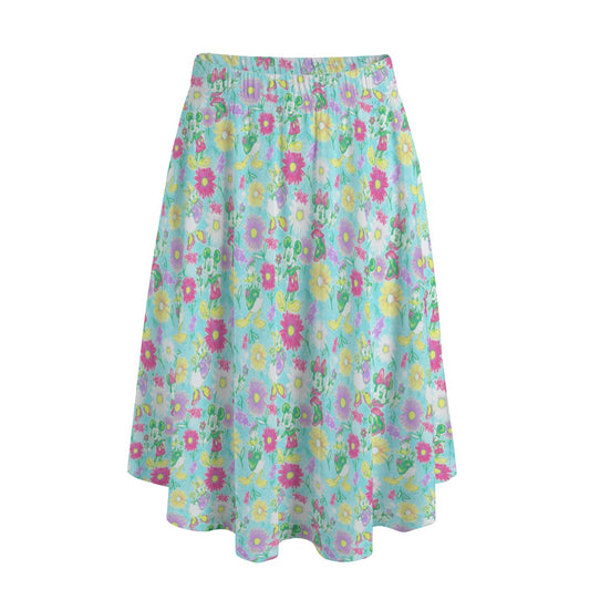 Neon Spring Floral Friends - Women's Pocket Midi Skirt