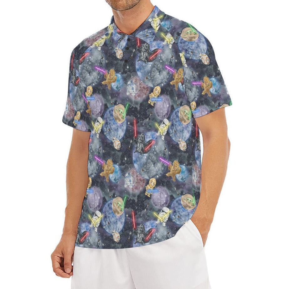 Watercolor Cosmic Battle - Men's Polo Shirt