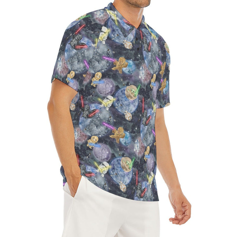 Watercolor Cosmic Battle - Men's Polo Shirt