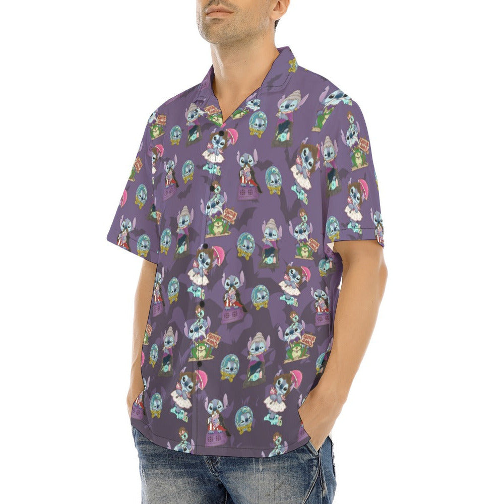 Haunted Alien Portraits - Men's Hawaiian Button Up Shirt