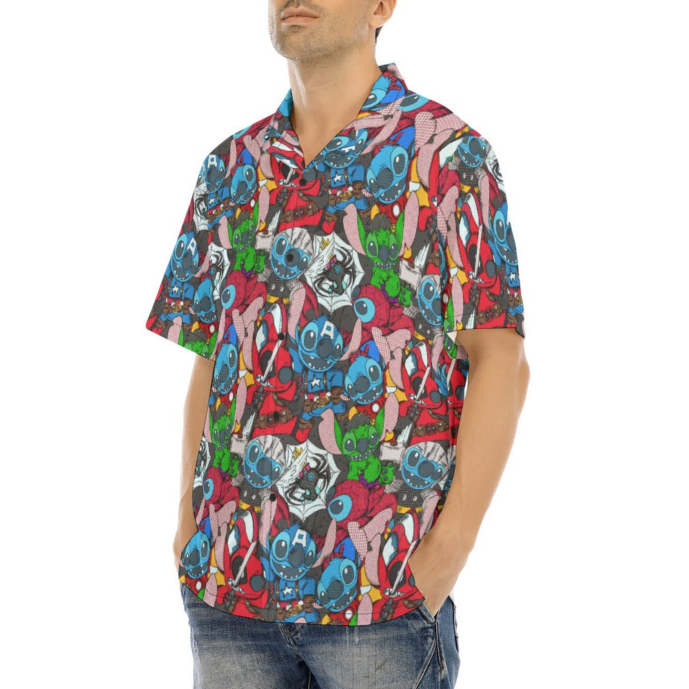 Superhero Stitch - Heroes Assembled - Men's Hawaiian Button Up Shirt