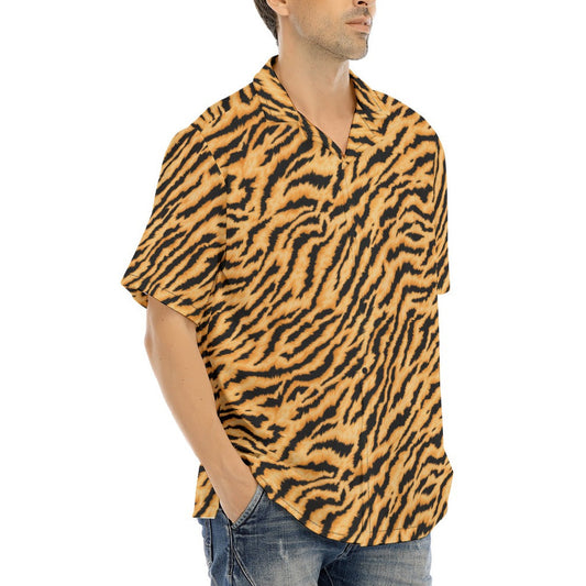 Animal Print - Tiger - Men's Hawaiian Button Up Shirt