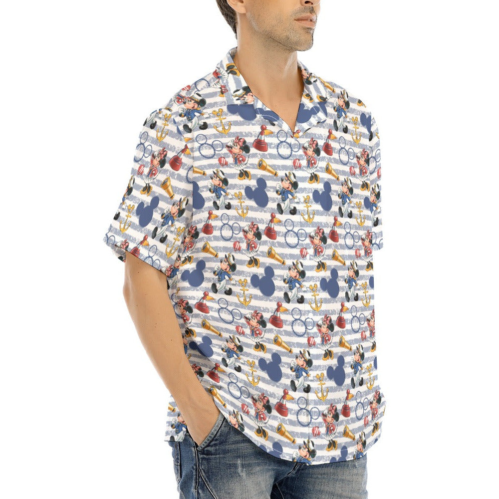 Captain and First Mate at Sea - Men's Hawaiian Button Up Shirt
