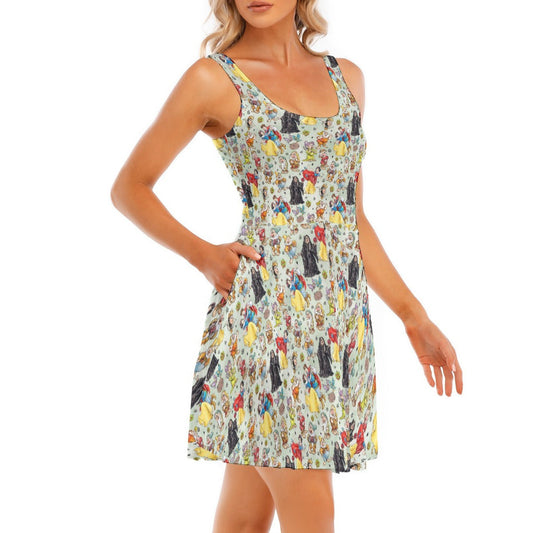 Fairest Crew Sketch - Women's Sleeveless Pocket Skater Dress