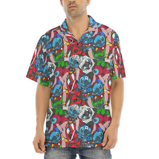 Superhero Stitch - Heroes Assembled - Men's Hawaiian Button Up Shirt