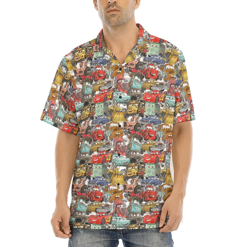 Racing Legends Sketch - Men's Hawaiian Button Up Shirt