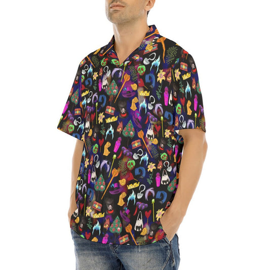 Villainous Icons Collage - Men's Hawaiian Button Up Shirt