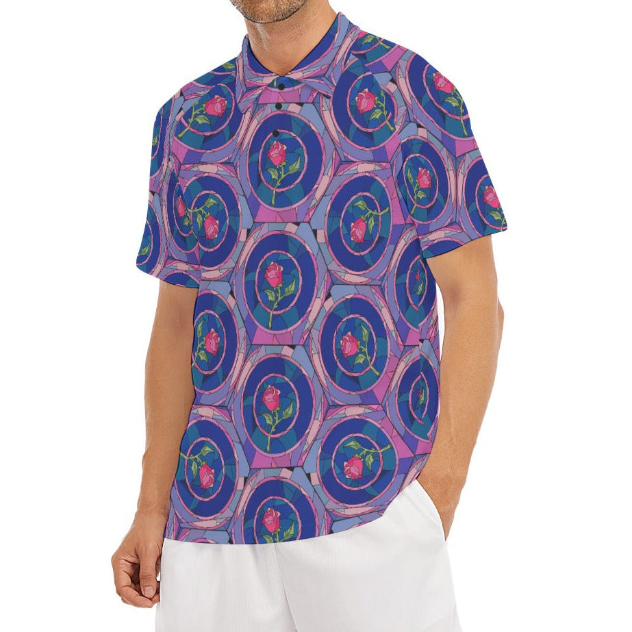 Enchanted Rose Stained Glass - Men's Polo Shirt