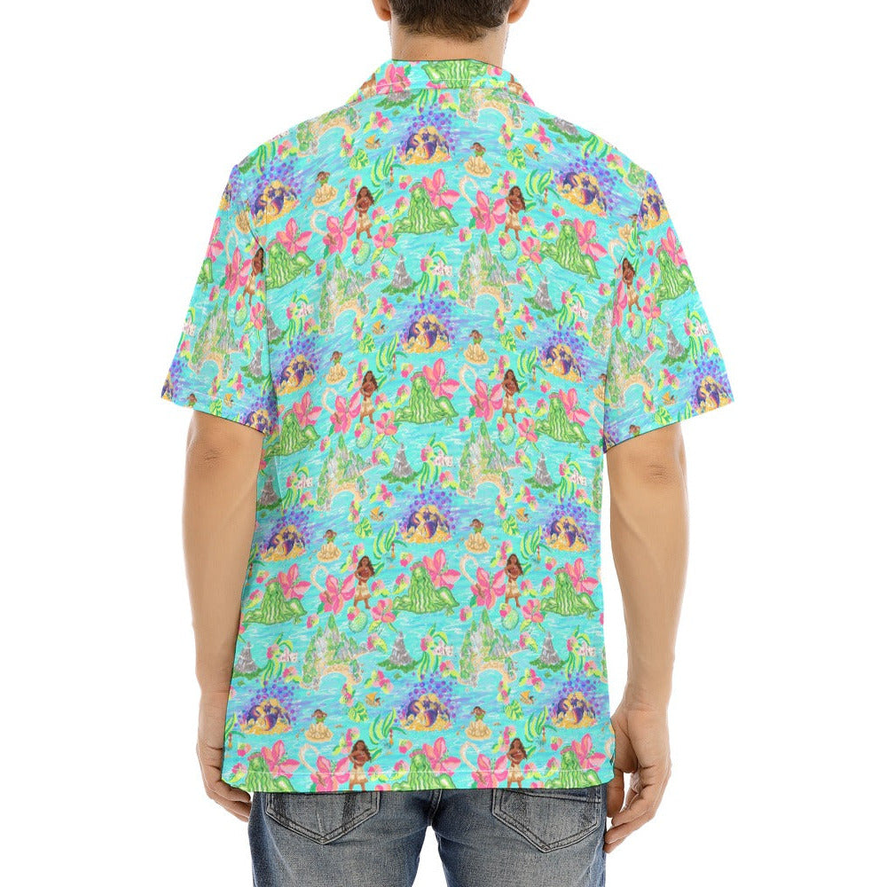 Tropical Island Paradise - Men's Hawaiian Button Up Shirt