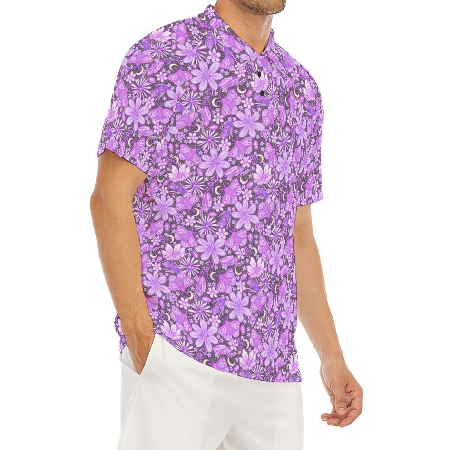 Purple Crystal Moths - Men's Polo Shirt