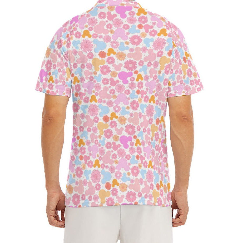 Retro Floral Mouse - Men's Polo Shirt
