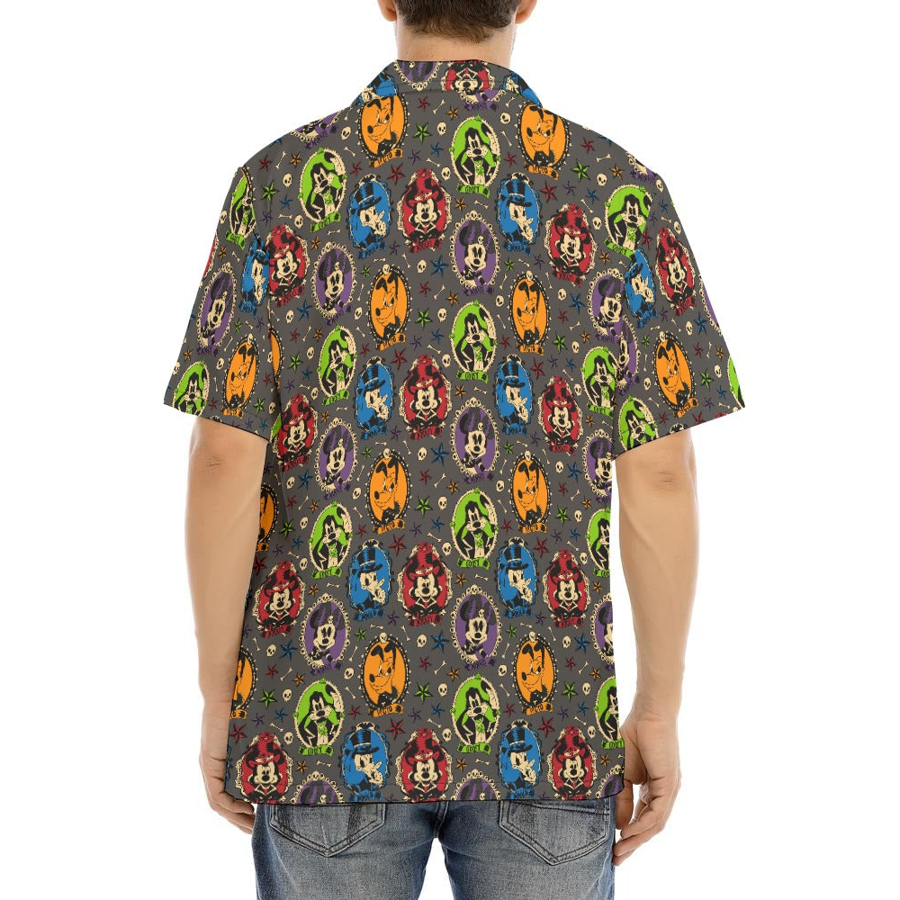 Gothic Halloween Cameos - Men's Hawaiian Button Up Shirt