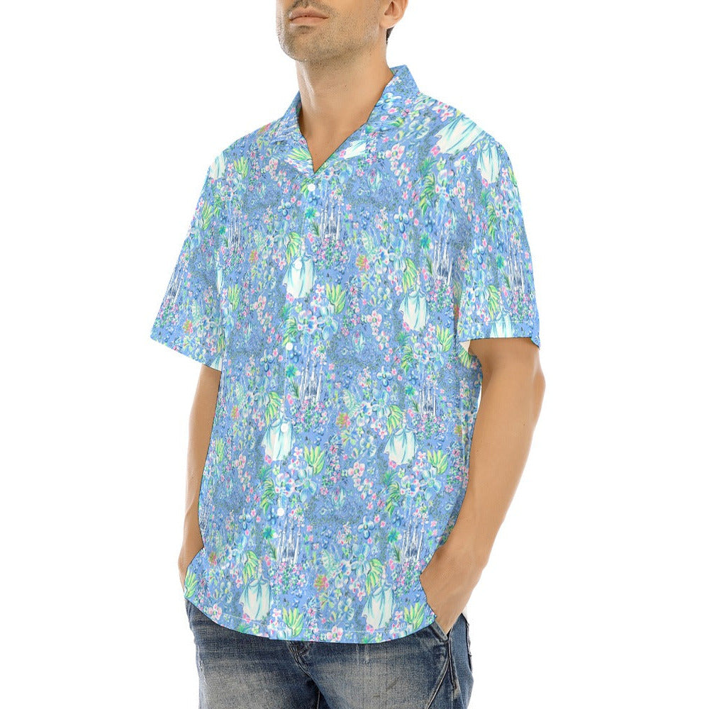 Bright Tropical Princess - Royal Beach Day - Men's Hawaiian Button Up Shirt