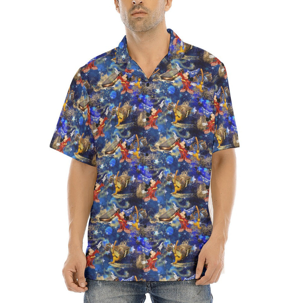 Enchanted Broom Magic - Men's Hawaiian Button Up Shirt