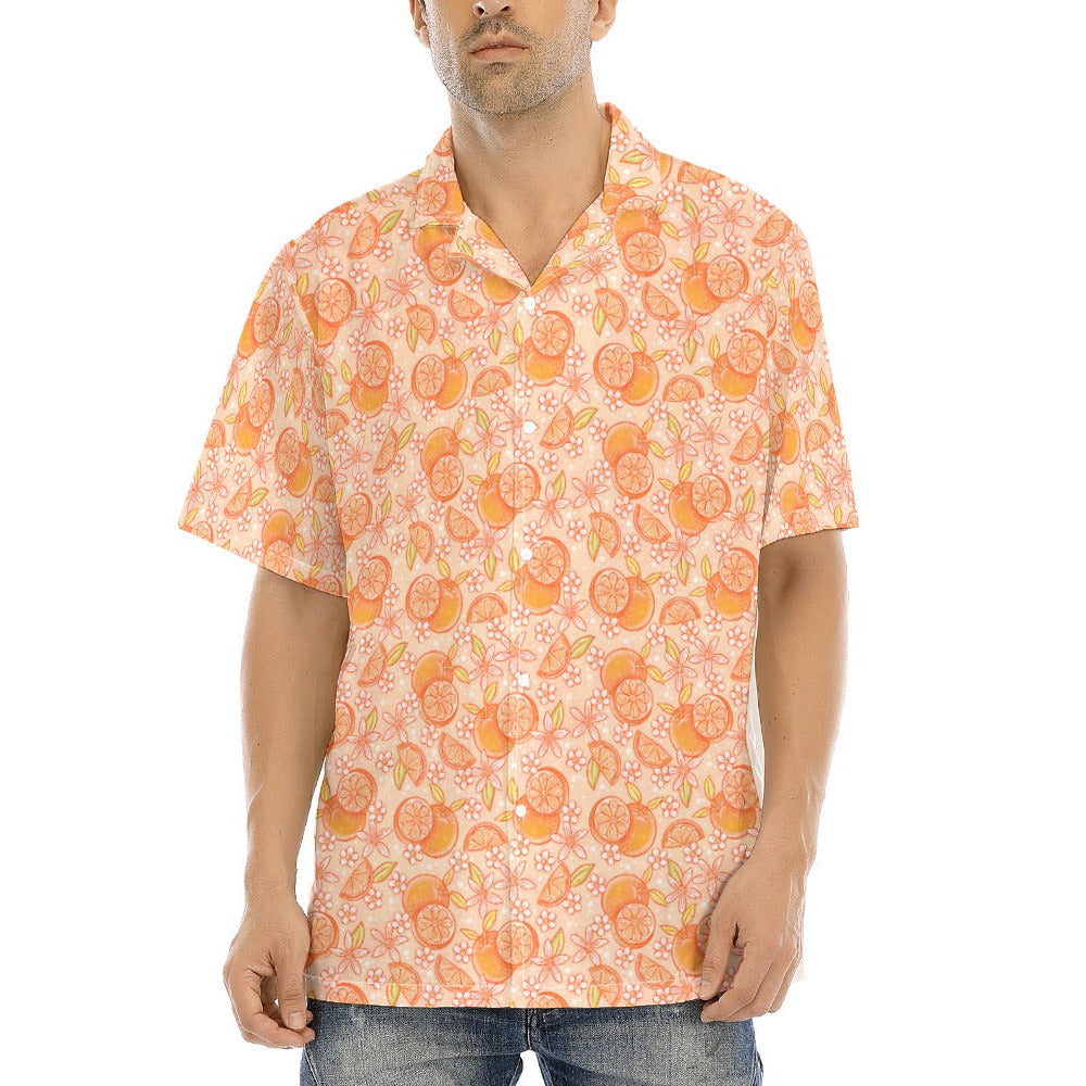 Summer Fruits - Oranges - Men's Hawaiian Button Up Shirt