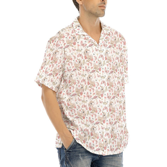 Woodland Bunny Cottagecore - Men's Hawaiian Button Up Shirt