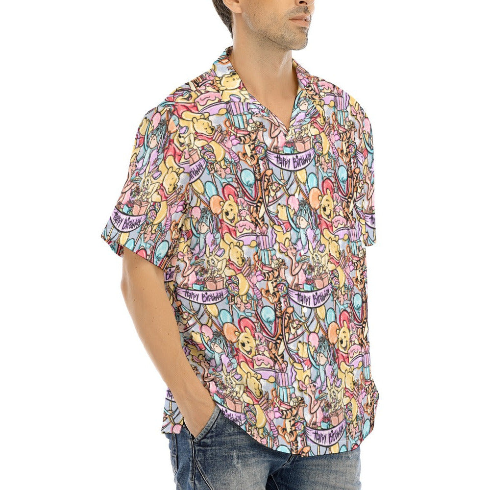 Birthday Bash in the Woods - Men's Hawaiian Button Up Shirt