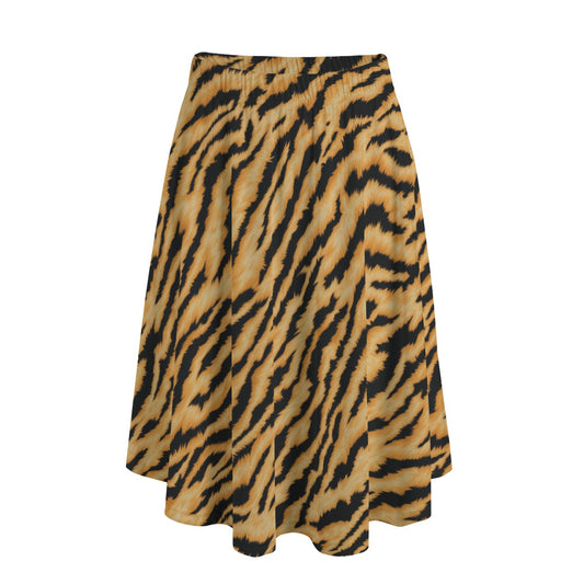 Animal Print - Tiger - Women's Pocket Midi Skirt