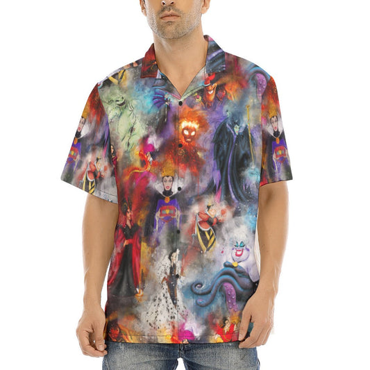 Watercolor Wicked Villains - Men's Hawaiian Button Up Shirt