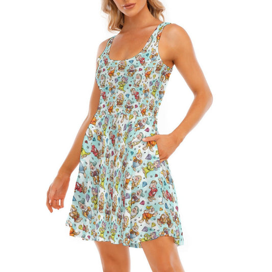 Seven Helpers Sketch - Women's Sleeveless Pocket Skater Dress