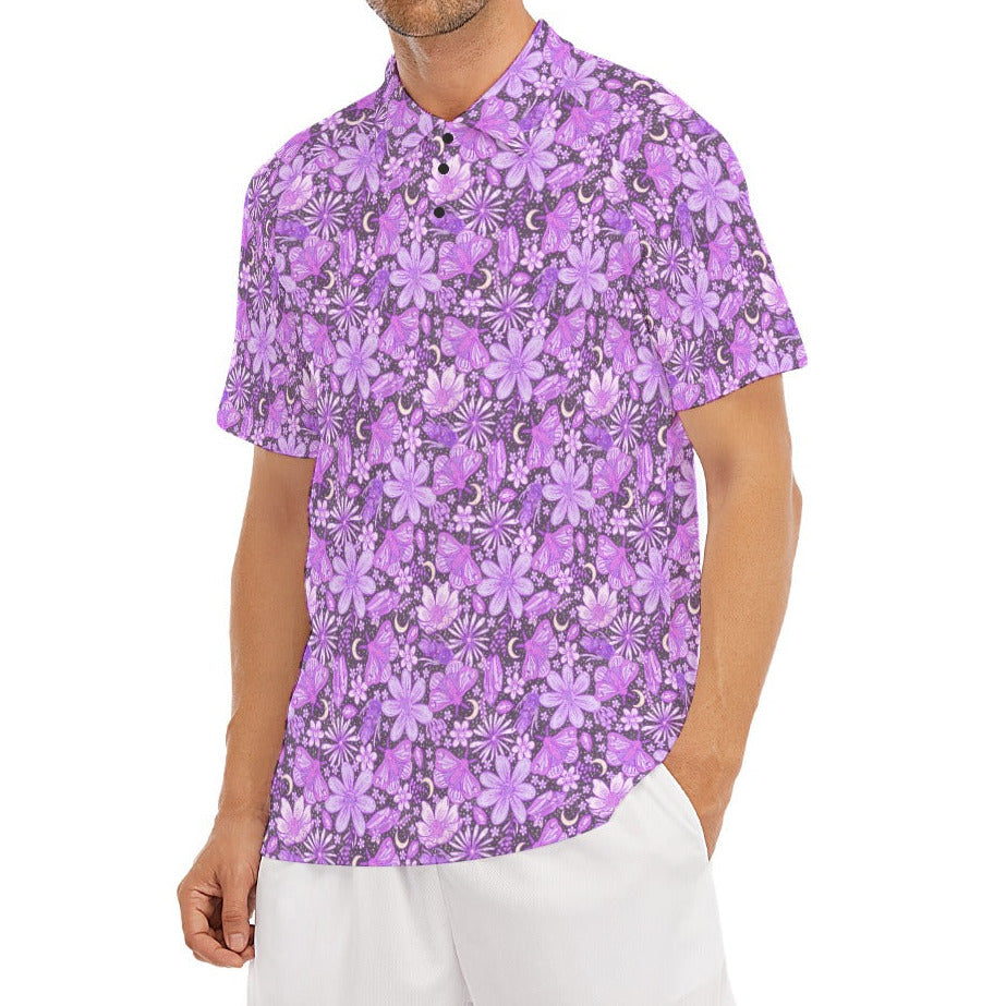 Purple Crystal Moths - Men's Polo Shirt