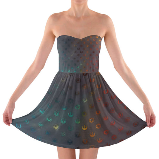 Sweetheart Strapless Skater Dress - S - Galaxy Far Away- READY TO SHIP