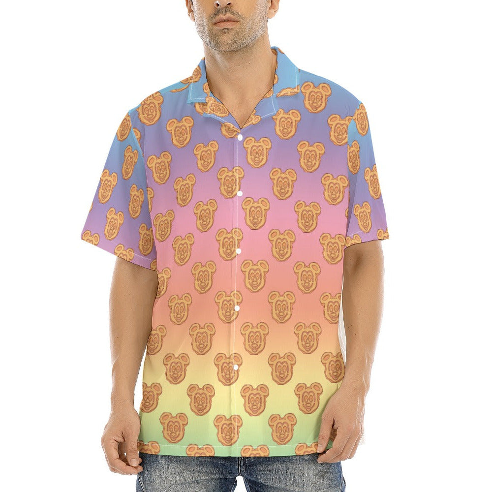Rainbow Mouse Waffles - Men's Hawaiian Button Up Shirt