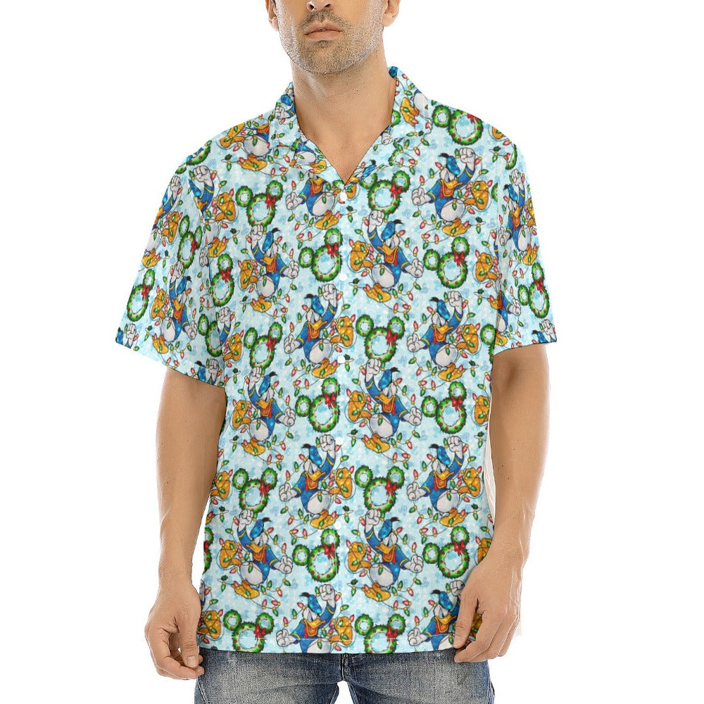 Duck’s Holiday Lights Tangle - Men's Hawaiian Button Up Shirt