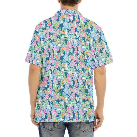 Tropical Paws & Petals - Beloved Dogs - Men's Hawaiian Button Up Shirt