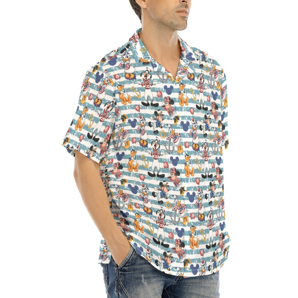 Cruise Crew on Deck - Men's Hawaiian Button Up Shirt