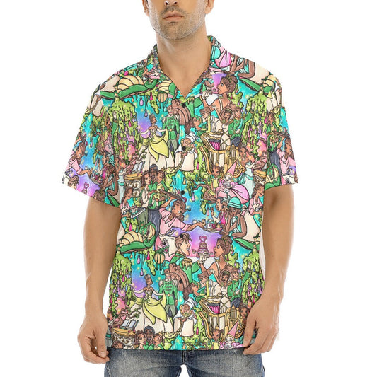 Bayou Princess Storybook Scenes - Men's Hawaiian Button Up Shirt