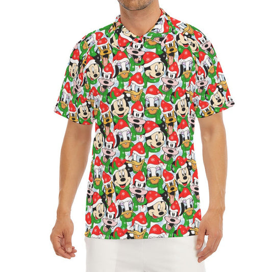 Mouse Friends in Santa Hats - Men's Polo Shirt