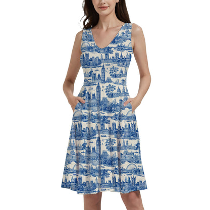 London in Cream Toile de Jouy Style - Digital Seamless Pattern