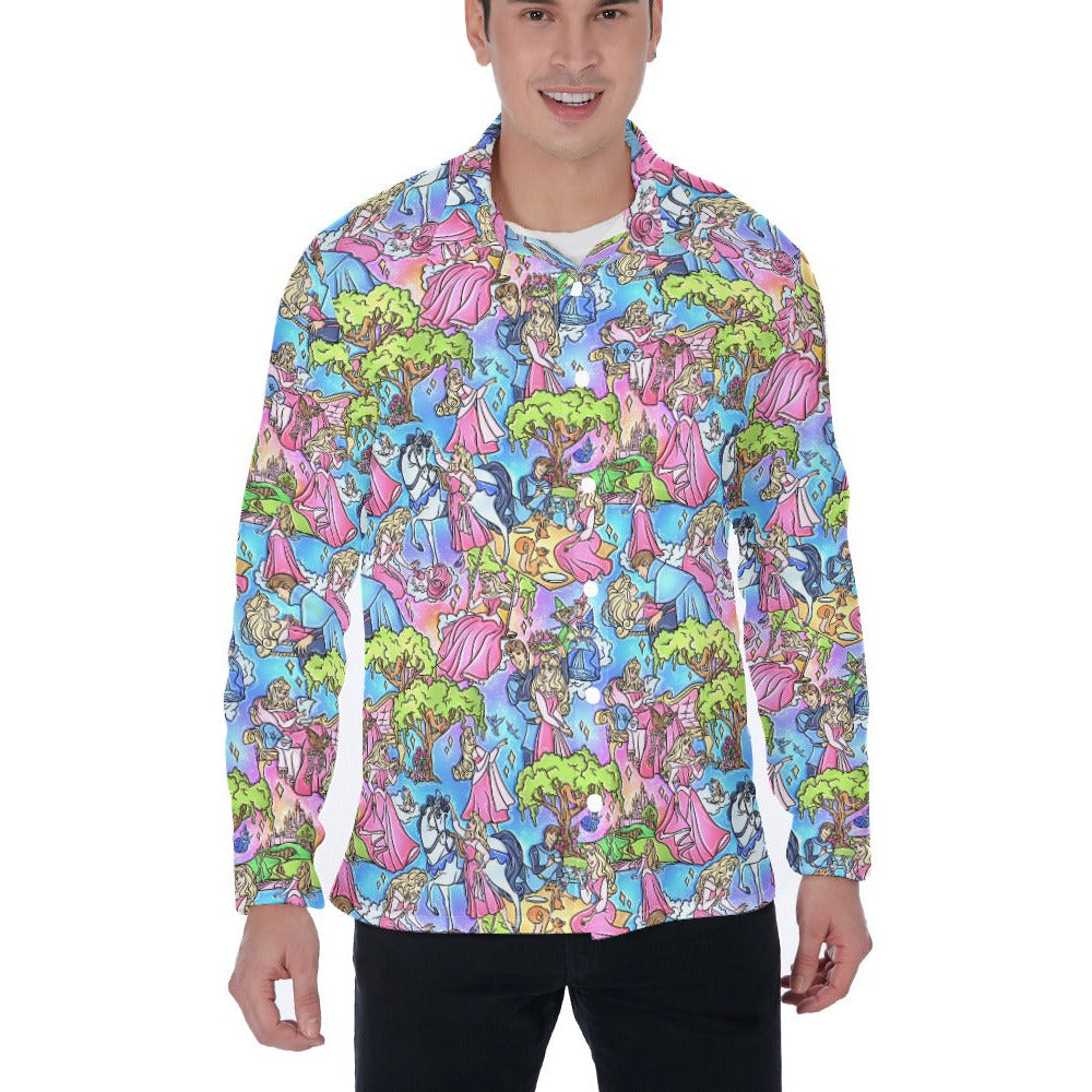 Dreaming Princess Storybook Scenes - Men's Long Sleeve Button Up Shirt