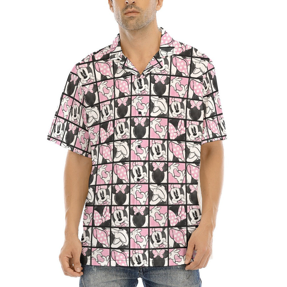 Mouse Bow Block Party - Men's Hawaiian Button Up Shirt