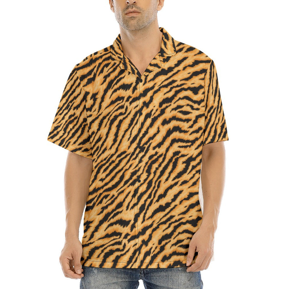 Animal Print - Tiger - Men's Hawaiian Button Up Shirt