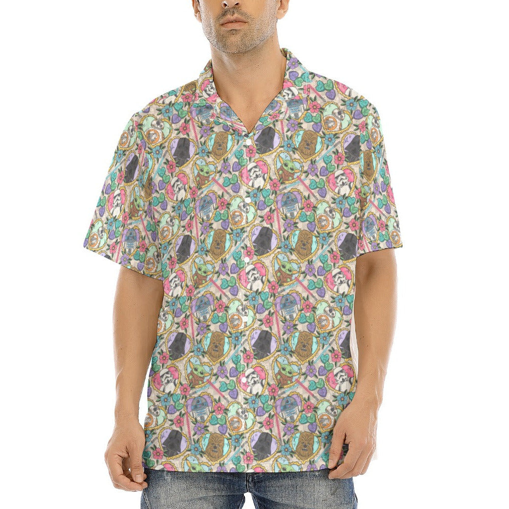 Tattoo Hearts Galactic Legends - Men's Hawaiian Button Up Shirt