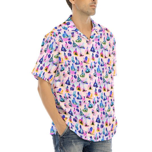 Princess And Classic Animation Silhouettes - Men's Hawaiian Button Up Shirt