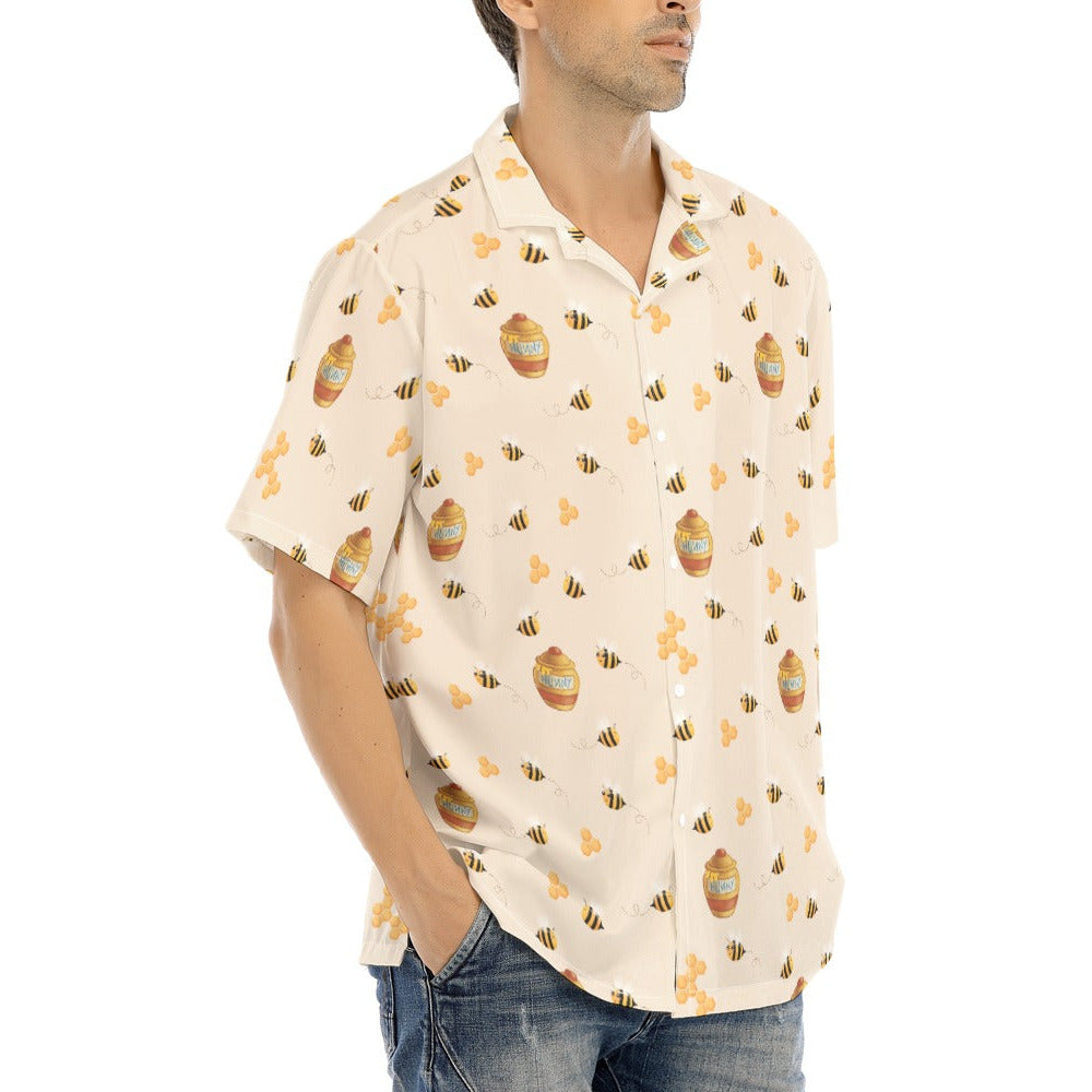 Sweet Hunny Pot & Bees - Men's Hawaiian Button Up Shirt