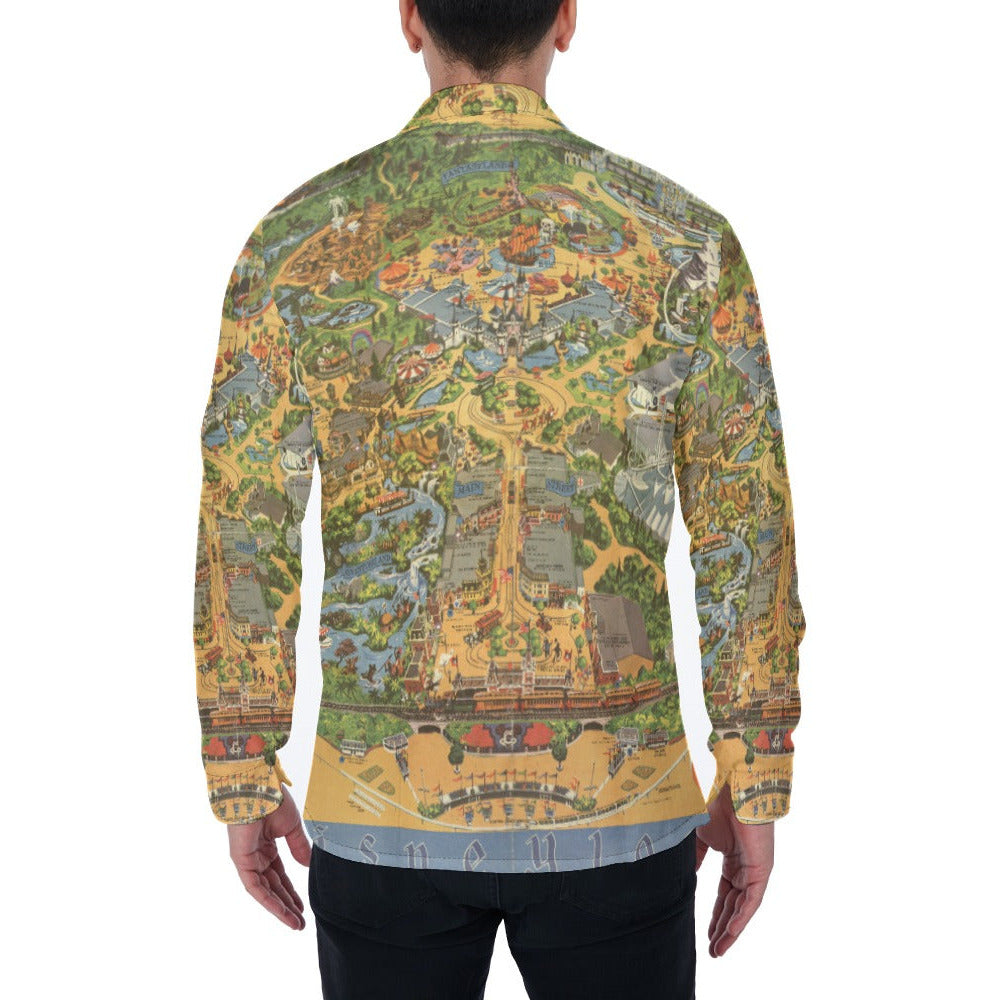 Vintage Theme Park Map - Men's Long Sleeve Button Up Shirt