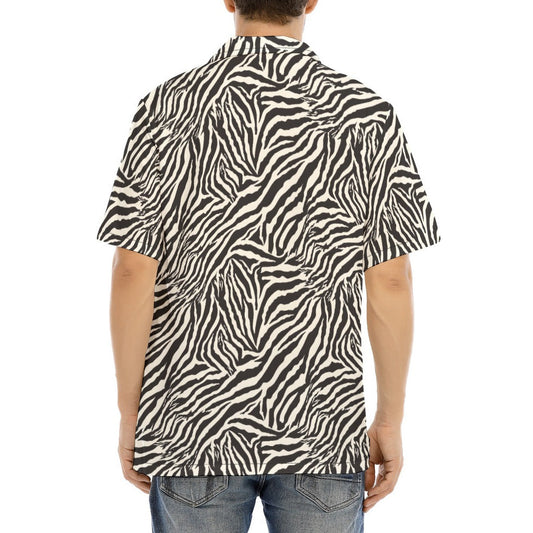 Animal Print - Zebra - Men's Hawaiian Button Up Shirt