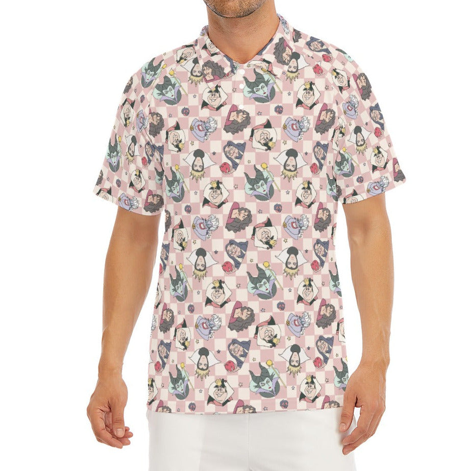 Pink Checkerboard Villains - Men's Polo Shirt
