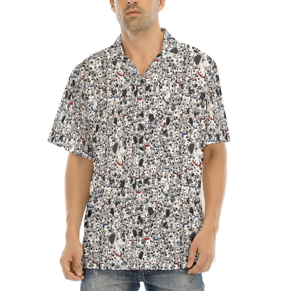 Sketchy Spotted Puppies - Men's Hawaiian Button Up Shirt