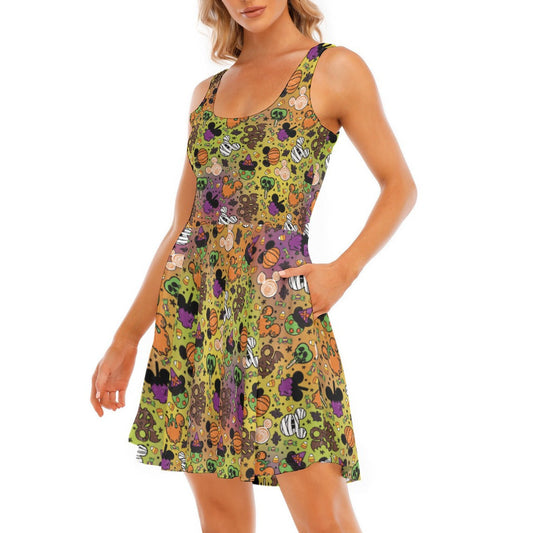 Monster Snacks Treats - Women's Sleeveless Pocket Skater Dress