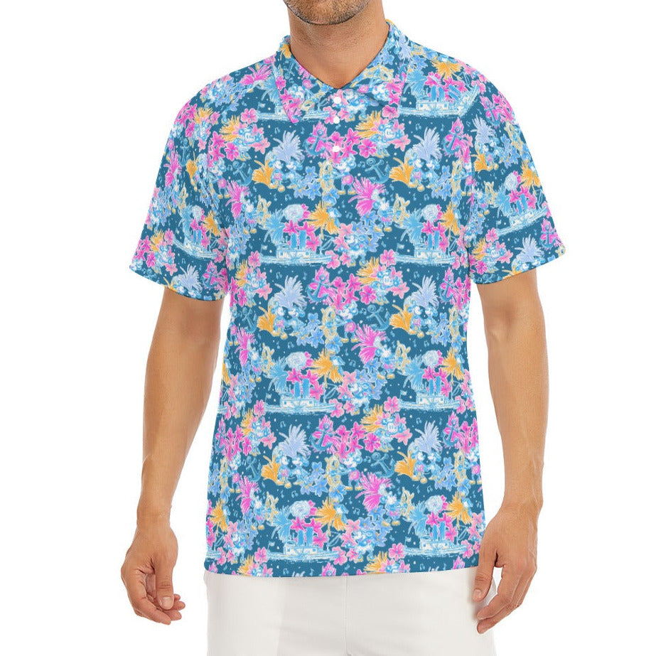 Bright Tropical Whimsy - Vintage Steamboat Captain - Men's Polo Shirt